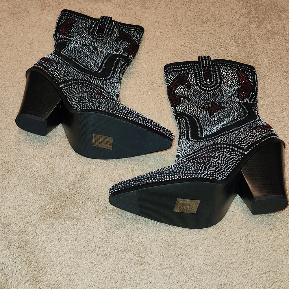 AZALEA WANG HYPE ME UP RHINESTONE CHUNKY HEEL - Picture 6 of 8